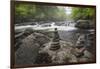 Cascading mountain stream and rock cairns, Great Smoky Mountains NP, Tennessee, North Carolina-Adam Jones-Framed Photographic Print