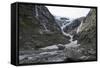 Cascading Waterfalls and Kjenndalen Glacier, Jostedalsbreen National Park, Lodal Valley-Eleanor Scriven-Framed Stretched Canvas