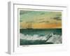 Casco Bay, Maine - Sunrise View of a Ship in the Bay-Lantern Press-Framed Art Print