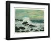 Casco Bay, Maine - View of the Surf and Beach Rocks-Lantern Press-Framed Art Print