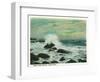 Casco Bay, Maine - View of the Surf and Beach Rocks-Lantern Press-Framed Art Print