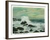 Casco Bay, Maine - View of the Surf and Beach Rocks-Lantern Press-Framed Art Print