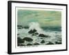 Casco Bay, Maine - View of the Surf and Beach Rocks-Lantern Press-Framed Art Print