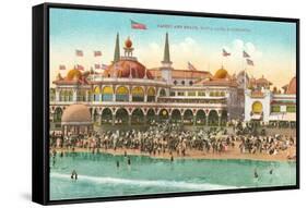 Casino and Beach, Santa Cruz, California-null-Framed Stretched Canvas