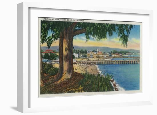 Casino and Pier, Santa Cruz - Santa Cruz, CA-Lantern Press-Framed Art Print