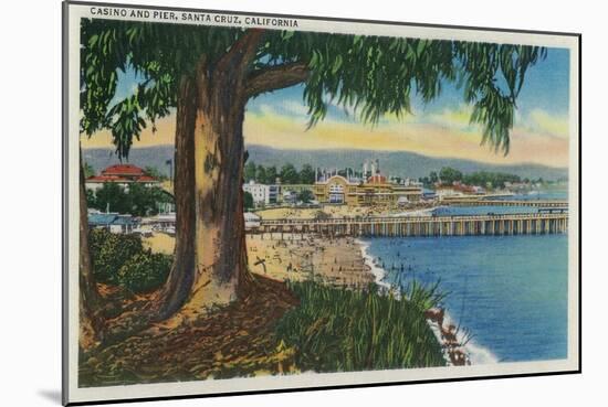 Casino and Pier, Santa Cruz - Santa Cruz, CA-Lantern Press-Mounted Art Print
