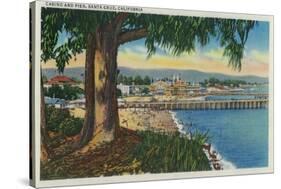 Casino and Pier, Santa Cruz - Santa Cruz, CA-Lantern Press-Stretched Canvas