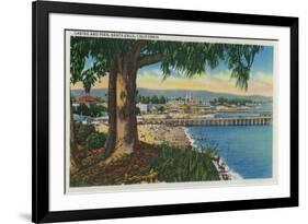 Casino and Pier, Santa Cruz - Santa Cruz, CA-Lantern Press-Framed Art Print