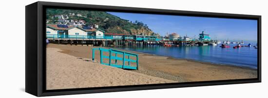 Casino Building and Avalon Harbor, Avalon, Catalina Island, California-null-Framed Stretched Canvas