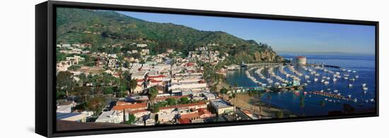 Casino Building and Avalon Harbor, Avalon, Catalina Island, California-null-Framed Stretched Canvas