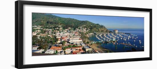 Casino Building and Avalon Harbor, Avalon, Catalina Island, California-null-Framed Photographic Print