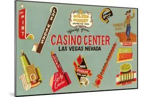 Casino Center, Array of Signs, Nevada-null-Mounted Art Print