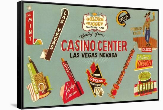 Casino Center, Array of Signs, Nevada-null-Framed Stretched Canvas