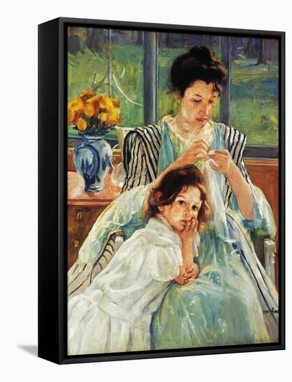 Cassatt: Mother Sewing-Mary Cassatt-Framed Stretched Canvas