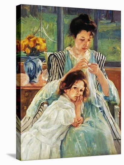 Cassatt: Mother Sewing-Mary Cassatt-Stretched Canvas