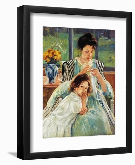 Cassatt: Mother Sewing-Mary Cassatt-Framed Premium Giclee Print