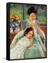 Cassatt: Mother Sewing-Mary Cassatt-Framed Stretched Canvas