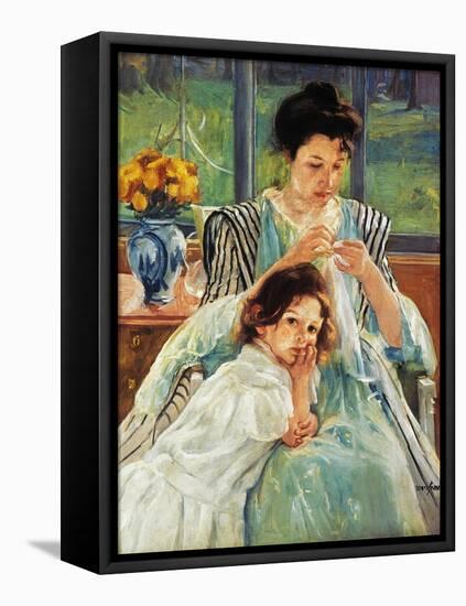 Cassatt: Mother Sewing-Mary Cassatt-Framed Stretched Canvas