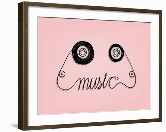 Cassette Tape Music Graphic Design,Music Background Design Concept-VAZZEN-Framed Art Print