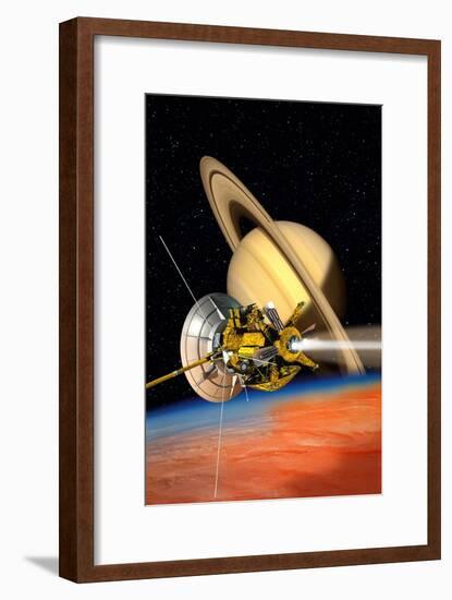 Cassini-Huygens Probe At Titan, Artwork-David Ducros-Framed Photographic Print