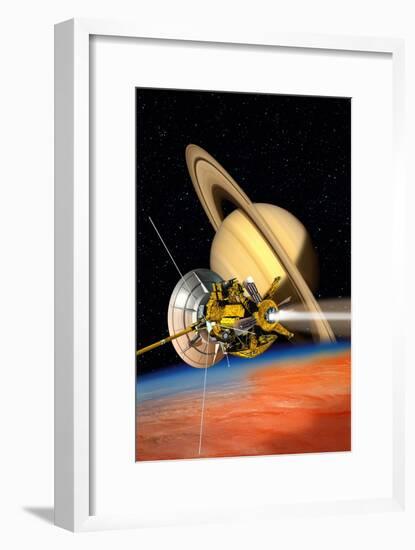 Cassini-Huygens Probe At Titan, Artwork-David Ducros-Framed Photographic Print