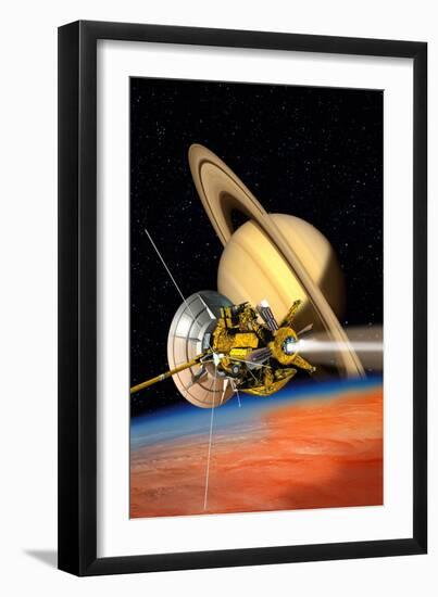 Cassini-Huygens Probe At Titan, Artwork-David Ducros-Framed Photographic Print