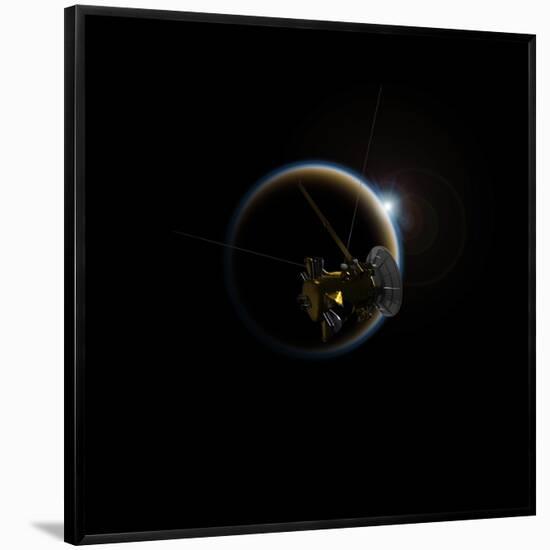 Cassini Observes Titan Sunset, NASA Artist Rendition-null-Framed Poster