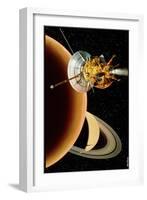 Cassini Spacecraft Near Titan-David Ducros-Framed Photographic Print