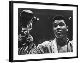 Cassius Clay After Defeating Doug Jones in Close Heavyweight Bout, in Madison Square Garden-George Silk-Framed Premium Photographic Print