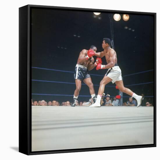 Cassius Clay, aka Muhammad Ali Throwing Famous "Phantom Punch"-George Silk-Framed Stretched Canvas