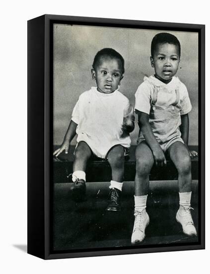 Cassius Clay Sitting on a Bench with His Brother Rudy-null-Framed Stretched Canvas