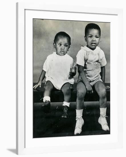 Cassius Clay Sitting on a Bench with His Brother Rudy-null-Framed Photographic Print