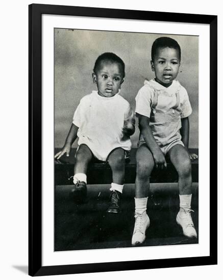 Cassius Clay Sitting on a Bench with His Brother Rudy-null-Framed Photographic Print