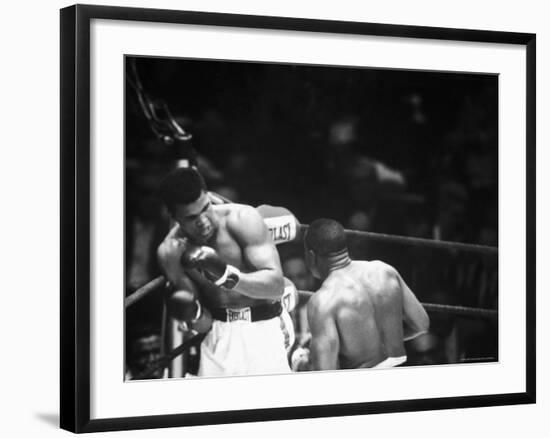 Cassius M. Clay and Sonny Liston During World Championship Fight-Ralph Morse-Framed Premium Photographic Print