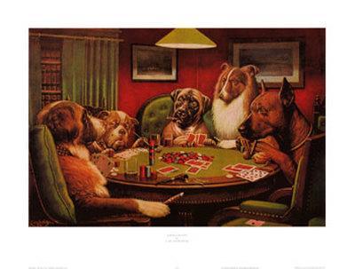 Dogs playing poker art poster 36x24