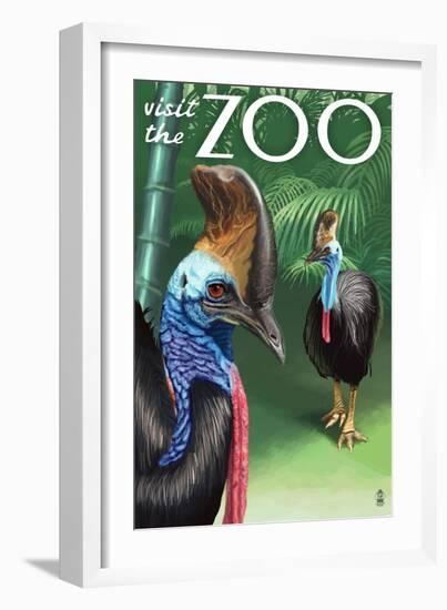 Cassowary - Visit the Zoo, c.2009-Lantern Press-Framed Art Print