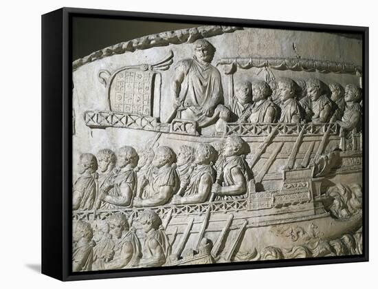 Cast of the Trajan's Column, Detail: Relief of Roman Fleet across the Adriatic Sea-null-Framed Stretched Canvas