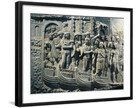 Cast of Trajan's Column, Detail of Embarking of Legions to Dacian War-null-Framed Giclee Print