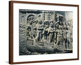 Cast of Trajan's Column, Detail of Embarking of Legions to Dacian War-null-Framed Giclee Print