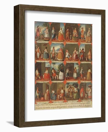 Castas, A View of the Various Peoples of Mexico, Mexican School, 18th Century-Jose Agustin Arrieta-Framed Giclee Print