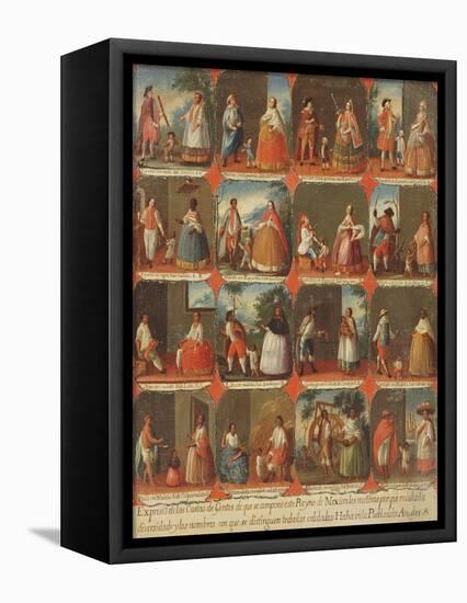 Castas, A View of the Various Peoples of Mexico, Mexican School, 18th Century-Jose Agustin Arrieta-Framed Stretched Canvas