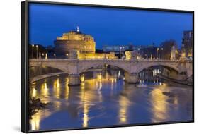 Castel Sant'Angelo and Ponte Vittorio Emanuelle Ii on the River Tiber at Night, Rome, Lazio, Italy-Stuart Black-Framed Photographic Print