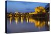 Castel Sant'Angelo and St. Peter's Basilica from the River Tiber at Night, Rome, Lazio, Italy-Stuart Black-Stretched Canvas