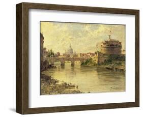 Castel Sant'Angelo and St. Peter's from the Tiber-Antonietta Brandeis-Framed Giclee Print