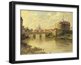 Castel Sant'Angelo and St. Peter's from the Tiber-Antonietta Brandeis-Framed Giclee Print