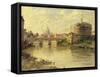 Castel Sant'Angelo and St. Peter's from the Tiber-Antonietta Brandeis-Framed Stretched Canvas