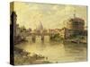 Castel Sant'Angelo and St. Peter's from the Tiber-Antonietta Brandeis-Stretched Canvas