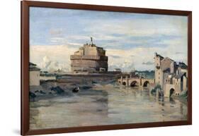 Castel Sant' Angelo and the River Tiber, Rome, C1816-1875-Jean-Baptiste-Camille Corot-Framed Giclee Print