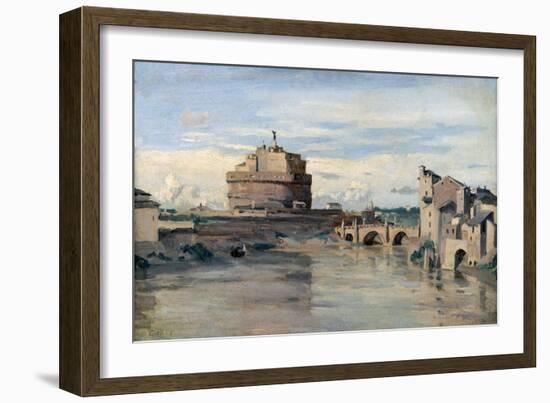 Castel Sant' Angelo and the River Tiber, Rome, C1816-1875-Jean-Baptiste-Camille Corot-Framed Giclee Print