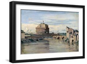 Castel Sant' Angelo and the River Tiber, Rome, C1816-1875-Jean-Baptiste-Camille Corot-Framed Giclee Print